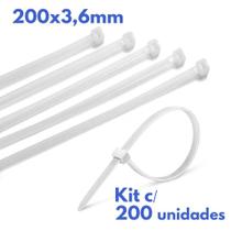 Abraçadeira Nylon Branco 200X3,6Mm - Kit C/200 Unidades Abraçadeira Nylon Branco 200X3,6Mm - Kit C/200 Unidades