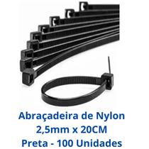 Abraçadeira Nylon Cinta Plástica Para Cabos Tamanho Médio 20CM Com 100 Unidades