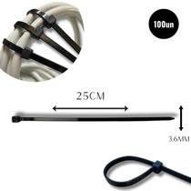 Abraçadeira Nylon Enforca 3,6 x 250mm Kit C/ 100 Lacre Cinta Plástica Fixadora Fita Hellerman 25cm Preta