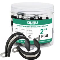 Abraçadeira para Tubo OURU 2" em Aço Inoxidável 304 com Revestimento de Borracha - 8 Peças Abraçadeira para Tubo OURU 2" em Aço Inoxidável 304 com Revestimento de Borracha - 8 Peças
