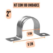 Abraçadeira Tipo U Metal Para Tubos 1/2, 3/4, 1", 2", 3", 4" C/ 100 Unidades