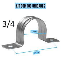 Abraçadeira Tipo U Metal Para Tubos 1/2, 3/4, 1", 2", 3", 4" C/ 100 Unidades