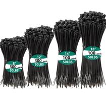 Abraçadeiras MasiStranth 800 PCS pretas, tamanhos variados, nylon
