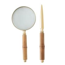 Abridor De Carta E Lupa Em Aço Inox Com Cabo Bambu Dourado - Wolff Abridor De Carta E Lupa Em Aço Inox Com Cabo Bambu Dourado - Wolff