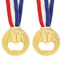 Abridor de garrafas com medalhas para decorações de cerveja, 2 peças de aço inoxidável dourado Abridor de garrafas com medalhas para decorações de cerveja, 2 peças de aço inoxidável dourado