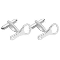 Abridor de garrafas Cuff Links para homens com design prateado polido