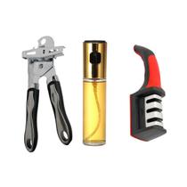 Abridor De Lata Amolador Faca Spray Azeite Kit Multiuso Abridor De Lata Amolador Faca Spray Azeite Kit Multiuso