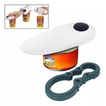 Abridor de latas eletrico automatico one touch 2 em 1 com abridor de potes e garrafas completo pratico facil de usar