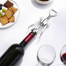 Abridor De Vinho E Cerveja Inox Resistente - Saca Rolhas Borboleta 2 Em 1 Pratico Ergonomico