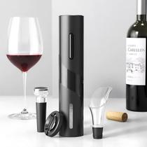 Abridor De Vinho Elétrico a Pilhas com Acessórios Premium Preto Abridor De Vinho Elétrico a Pilhas com Acessórios Premium Preto