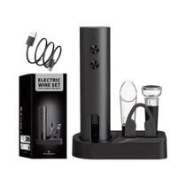 Abridor De Vinho Elétrico Compacto Recarregável USB-C Com Cortador De Papel Alumínio E Tampa a Vácuo