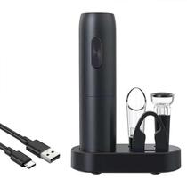 Abridor de vinho elétrico recarregável, conjunto 5 em 1 com abridor de saca-rolhas elétrico automático para garrafa Abridor de vinho elétrico recarregável, conjunto 5 em 1 com abridor de saca-rolhas elétrico automático para garrafa