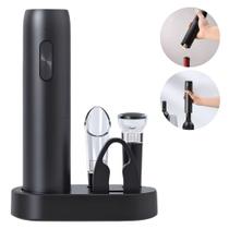 Abridor de Vinho Elétrico Recarregável USB Automático Kit 4 Peças Corta Lacre Bomba a Vácuo Natal Ano Novo Presente