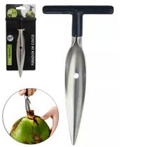 Abridor / Fura Coco De Inox Cabo Emborrachado 16,5x8cm