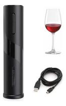 Abridor Garrafa De Vinhos Saca Rolha Recarregável Usb Preto