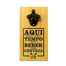 Abridor Garrafas Parede Cerveja Aqui Mdf Com Imã 25x13 Cm