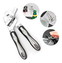 Abridor Latas Garrafas Cerveja Automático Profissional Manivela Aço Inox Preto Multifuncional Não Inferruja