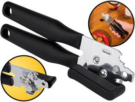 Abridor Manual De Latas Garrafas Tampas Potes Universal Multiuso Inox Cabo Plástico Mor