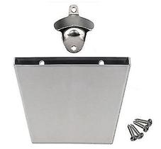 Abridores de garrafas 1pc montado na parede bar abridor de garrafas de cerveja com tampa de parafusos caixa coletora prata inoxidável