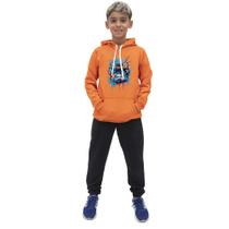 Abrigo de Moletom Canguru Com Capuz e Calça Comprida Infantil Conjunto de Frio Quentinho Inverno