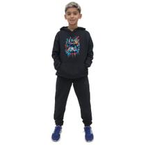 Abrigo de Moletom Canguru Com Capuz e Calça Comprida Infantil Conjunto de Frio Quentinho Inverno