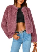 Abrigo PRETTYGARDEN 2025 de Invierno Cropped de Piel Sintética Roja XXL