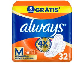 Absorvente Always Maxi Proteção Suave com Abas 32 Unidades