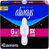 Absorvente always noite ultra suave com abas g com 42 unidades Absorvente always noite ultra suave com abas g com 42 unidades
