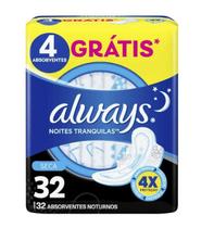 Absorvente Always Noites Tranquilas Cobertura Seca com Abas 32 unidades