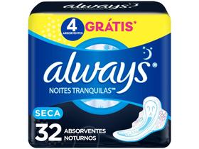 Absorvente Always Noites Tranquilas Seca - com abas 32 Unidades