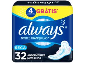 Absorvente Always Noites Tranquilas Seca - com abas 32 Unidades