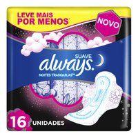 Absorvente Always Noites Tranquilas Suave Com Abas 16 Unidades