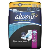 Absorvente Always Noturno Malha Seca com Abas - Embalagem com 16 Unidades - Leve 16 Pague 14