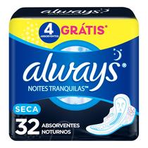 Absorvente Always Noturno Noites Tranquilas Seca com Abas 32 Unidades