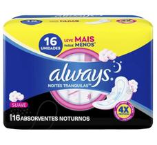 Absorvente Always Noturno Noites Tranquilas Suave com Abas com 16 unidades Absorvente Always Noturno Noites Tranquilas Suave com Abas com 16 unidades