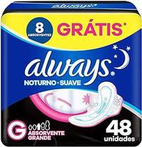 Absorvente Always Noturno Suave G com Aba 48 unidades