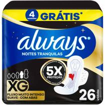 Absorvente Always Noturno Suave Tamanho XG com Abas 26 Unidades