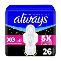 ABSORVENTE ALWAYS NOTURNO XG 31cm SUAVE COM 26 COM ABAS