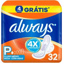 Absorvente Always Seca Tamanho P com Abas 32 Unidades
