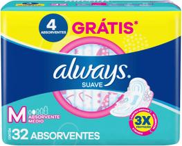 Absorvente Always Suave M com Abas 32 unidades