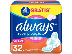 Absorvente Always Super Proteção com Abas - Cobertura Suave 32 Unidades