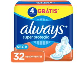 Absorvente Always Super Proteção Seca com Abas - 32 Unidades