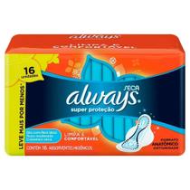 Absorvente Always Super Proteção Seca Com Abas - Embalagem com 16 Unidades - Leve Mais por Menos Absorvente Always Super Proteção Seca Com Abas - Embalagem com 16 Unidades - Leve Mais por Menos