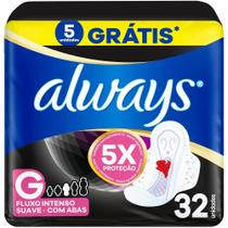 Absorvente Always Tamanho G Fluxo Intenso com Abas 5 Grátis com 32 Unidades