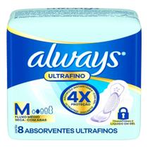 Absorvente Always Ultrafino Seca Fluxo Moderado Com Abas Tamanho M 8 Unidades Absorvente Always Ultrafino Seca Fluxo Moderado Com Abas Tamanho M 8 Unidades