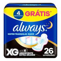Absorvente Always XG Noites Tranquilas Suave Noturno Com Abas 26 Unidades