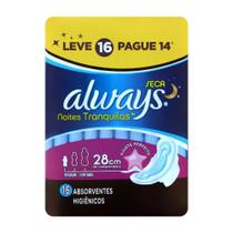 Absorvente com Abas Always Noturno Cobertura Seca Leve 16 Unidades Pague 14 Unidades