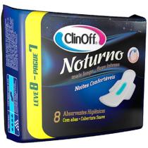 Absorvente com Abas Noturno Cobertura Suave Leve 8 Pague 7 UN Clin Off