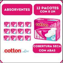 Absorvente Cotton Cobertura Seca - Com Aba - Kit 12 - 8un