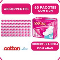Absorvente Cotton Cobertura Seca - Com Aba - Kit 60 - 8 Un